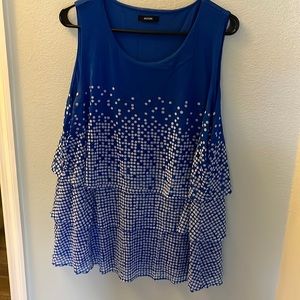 Women’s Alfani size XL sleeveless, layered, flowy top blue shell underneath